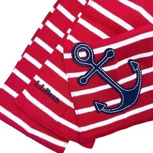 L.L. BEAN Striped Nautical Sweater Knit Scarf One Size in Red and White Stripe